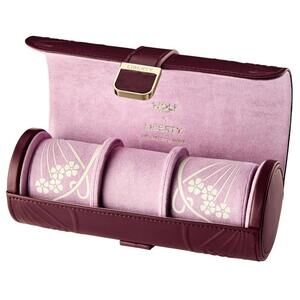 WOLF x Liberty Lanthe Triple Watch Roll in Burgundy Embossed Design, 381527